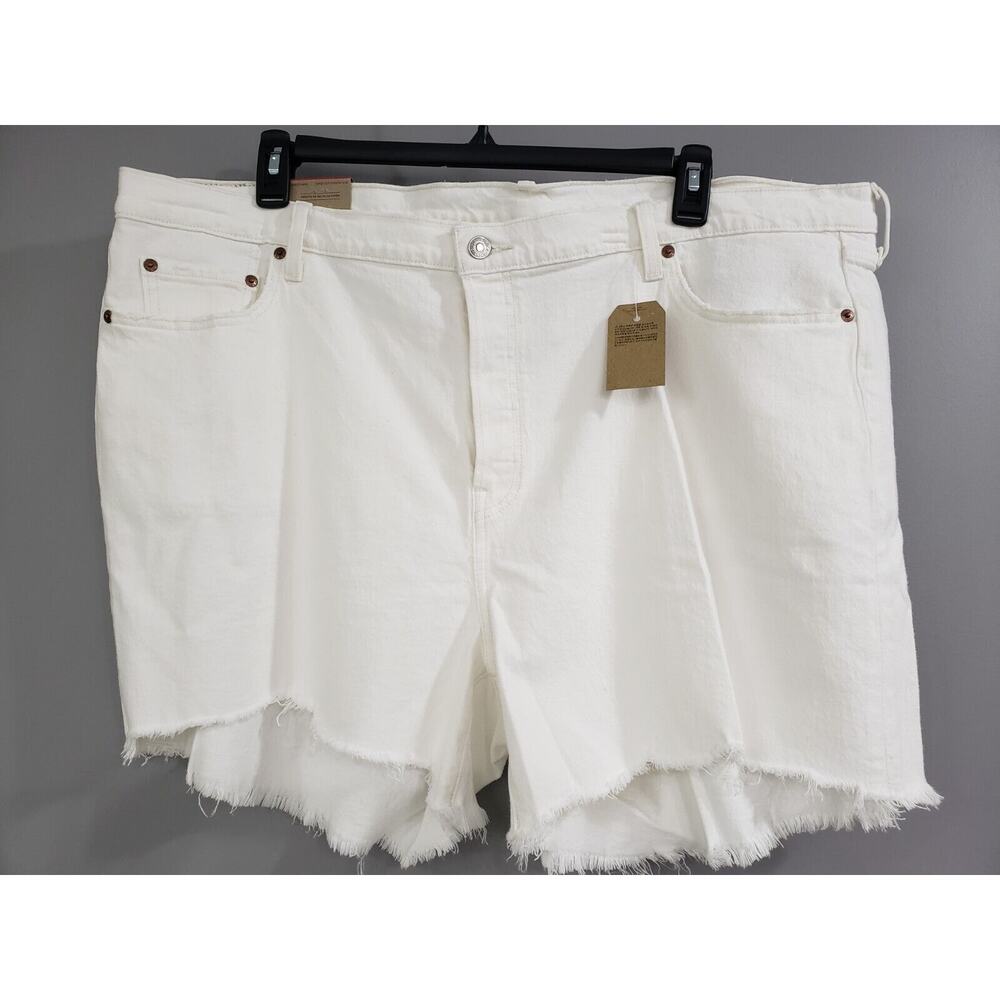 NEW Levis 501‎ Off White High Rise Button Fly Cut Off Jean Shorts 24W Ram Hem